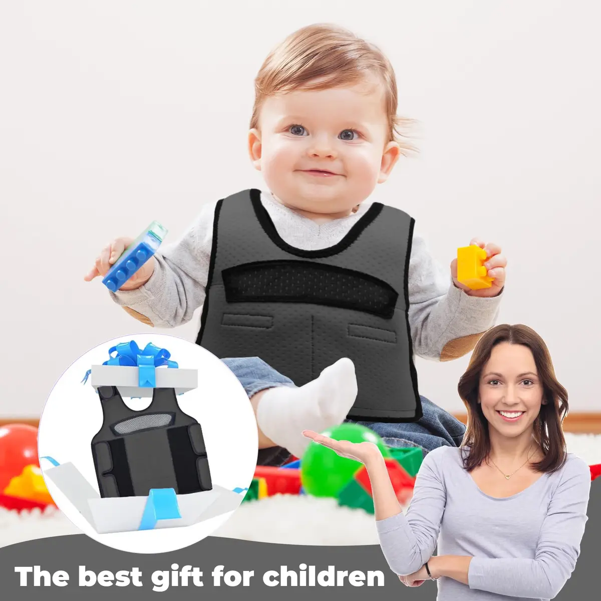 oboist Kids Weighted Vest with 6 Removable Weights, Large (Ages 10+) - Black | Sensory Compression for Calmness - view 7
