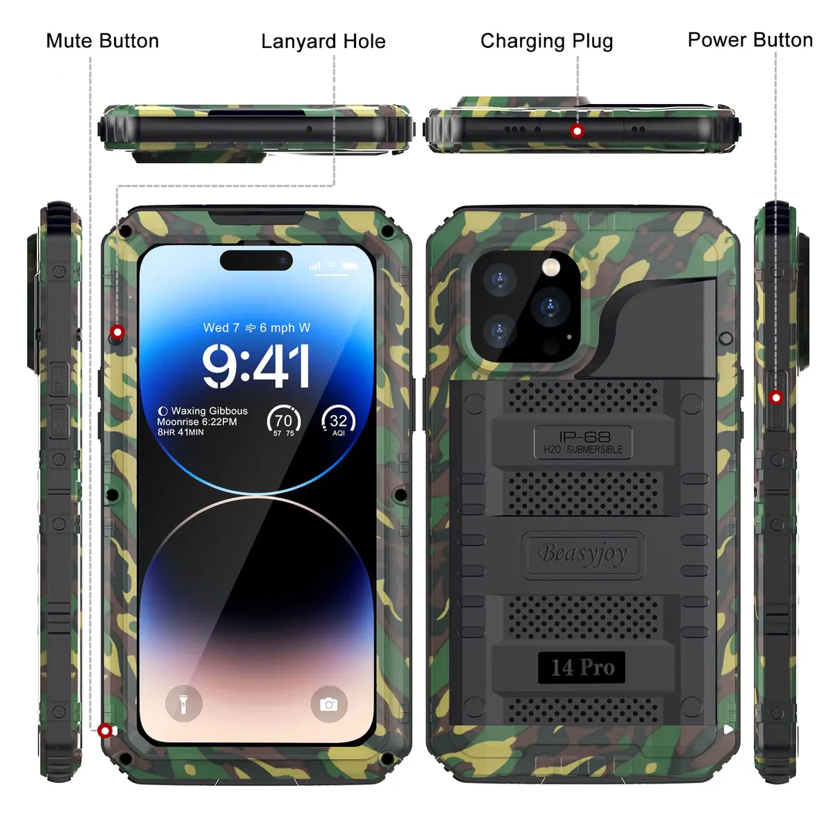 Beasyjoy Waterproof Case for iPhone 14 Pro 6.1" | Heavy Duty Shockproof Armor - view 7