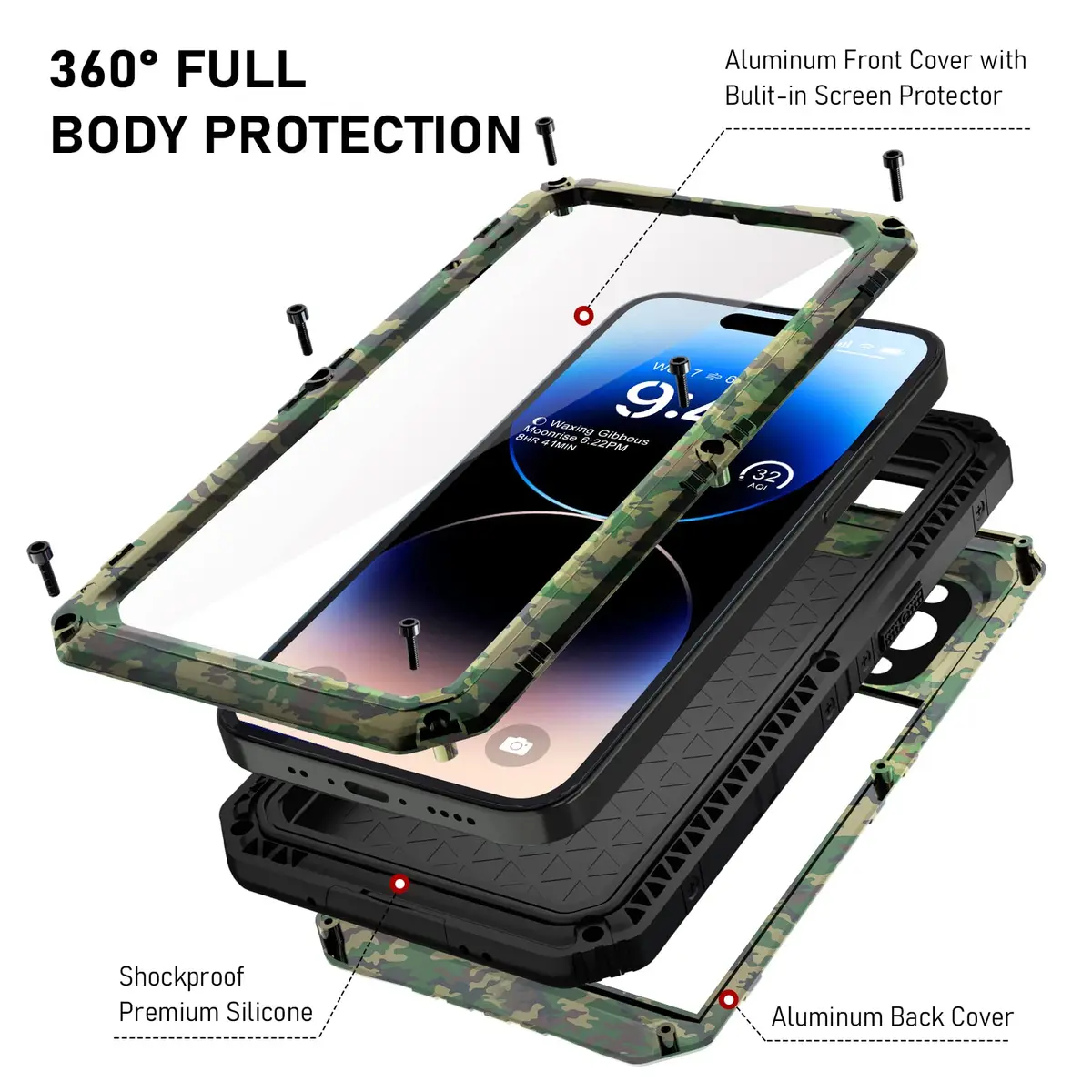 Beasyjoy Waterproof Case for iPhone 14 Pro 6.1" | Heavy Duty Shockproof Armor - view 4