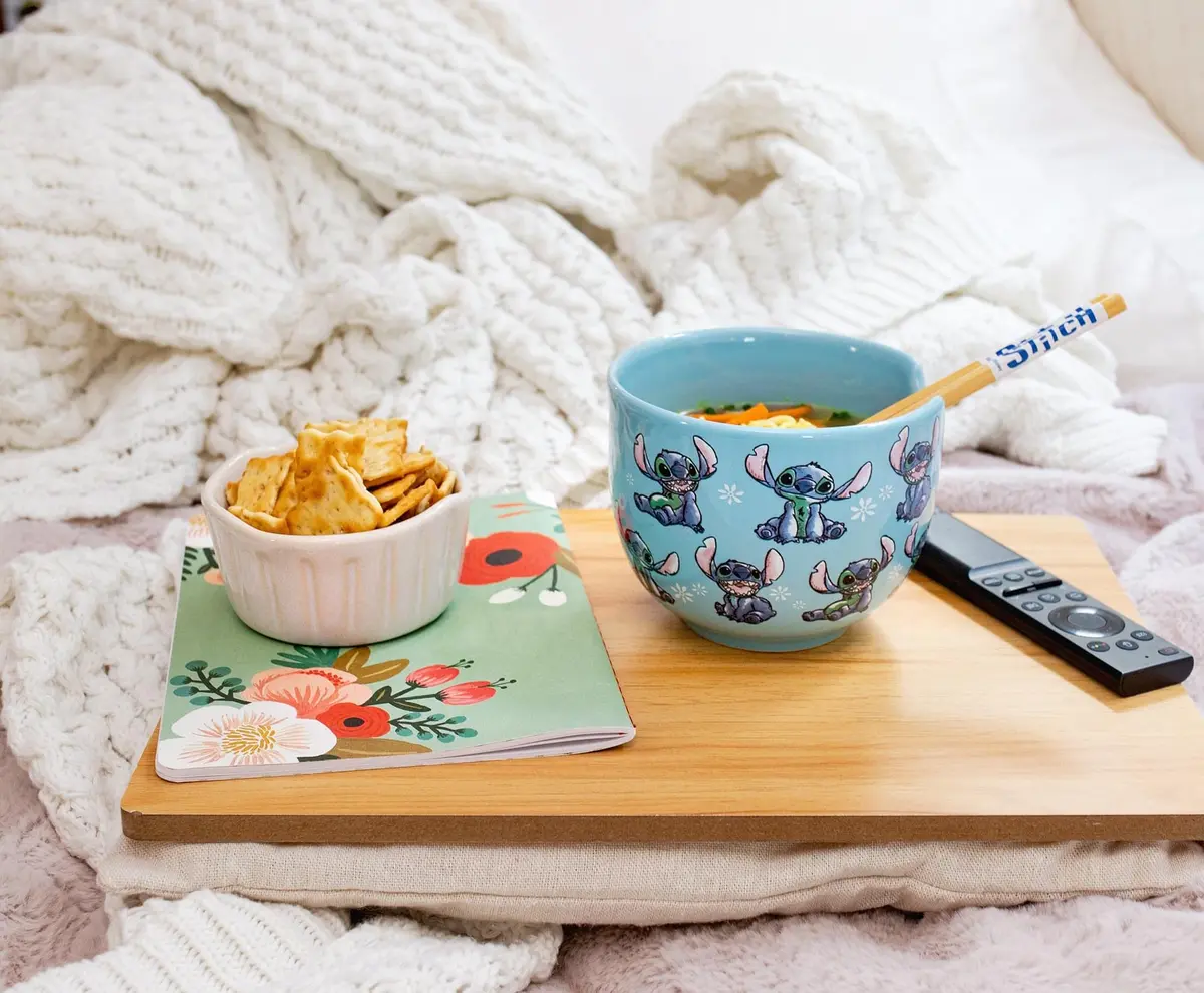 Silver Buffalo Disney Lilo & Stitch Ceramic Dinnerware Set | 20-Ounce Ramen Bowl & Wooden Chopsticks - view 7