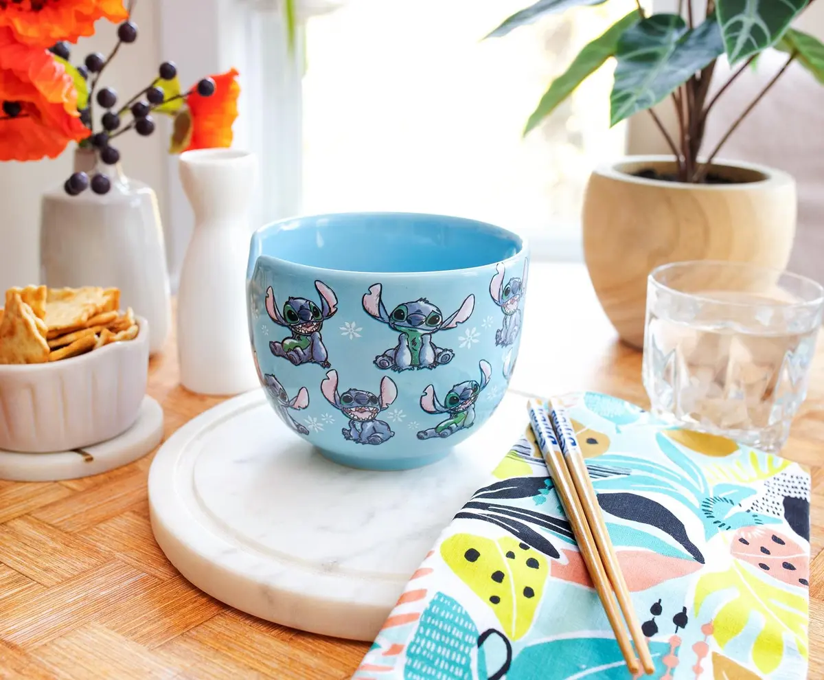 Silver Buffalo Disney Lilo & Stitch Ceramic Dinnerware Set | 20-Ounce Ramen Bowl & Wooden Chopsticks - view 3