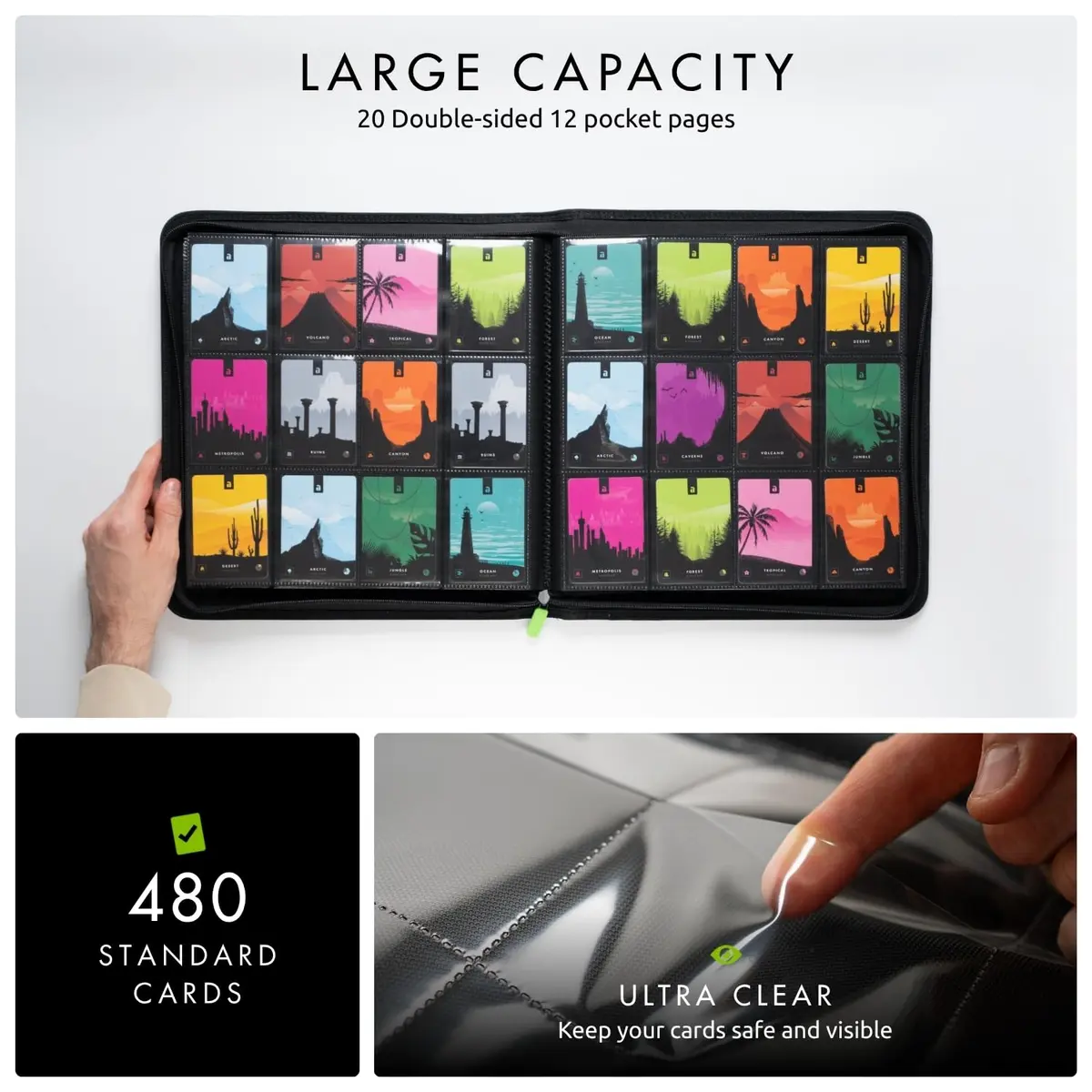 Vault X 12 Pocket Zip Binder, 480 Cards, Exo-Tec Material, 20 Pages, Purple | Premium Card Storage for Collectors - view 5