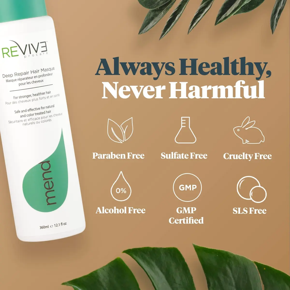 REVIV3 PROCARE Mend Hair Repair Mask - Keratin, Color Safe, 12oz | Deep Repair & Nourishment for All Hair Types - view 4