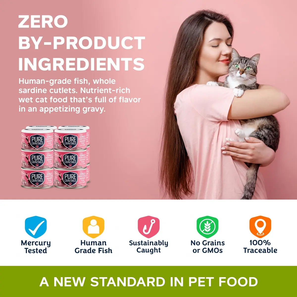 Pure Cravings Wet Cat Food Canned Salmon Cutlets in Gravy | Mercury-Tested, Grain-Free, Protein, Non-GMO (100% Mercury-Tested, Moist Can Fish for Cats) - view 5