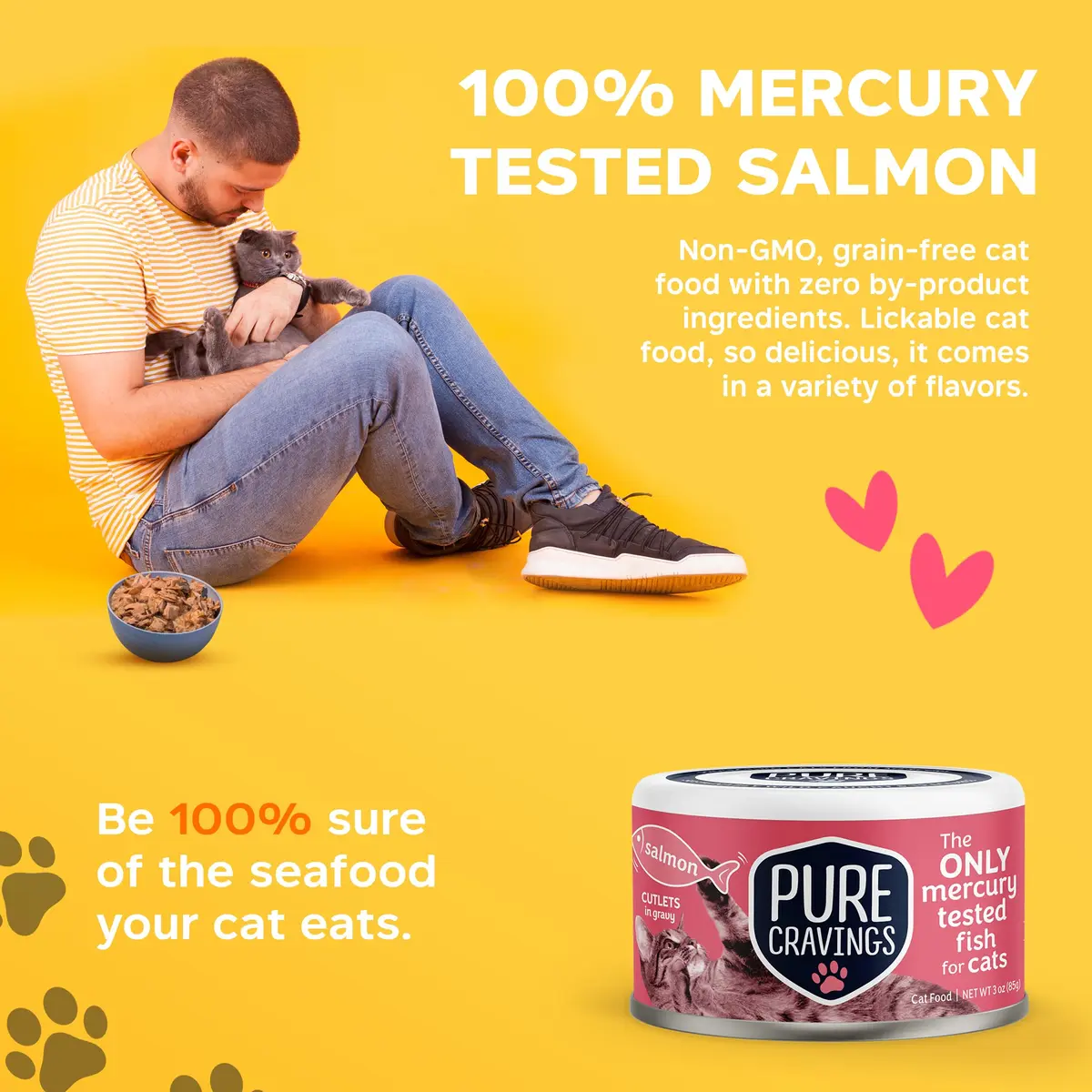Pure Cravings Wet Cat Food Canned Salmon Cutlets in Gravy | Mercury-Tested, Grain-Free, Protein, Non-GMO (100% Mercury-Tested, Moist Can Fish for Cats) - view 4