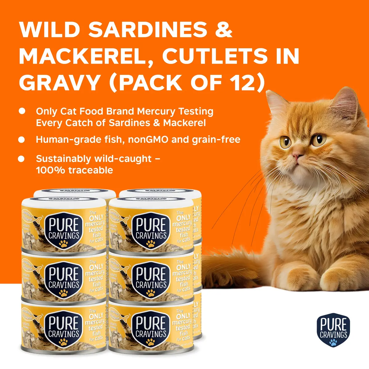 Pure Cravings Wet Cat Food in Gravy 12 Pack | Mercury Tested, Grain-Free, Non-GMO, Natural Fish - view 2