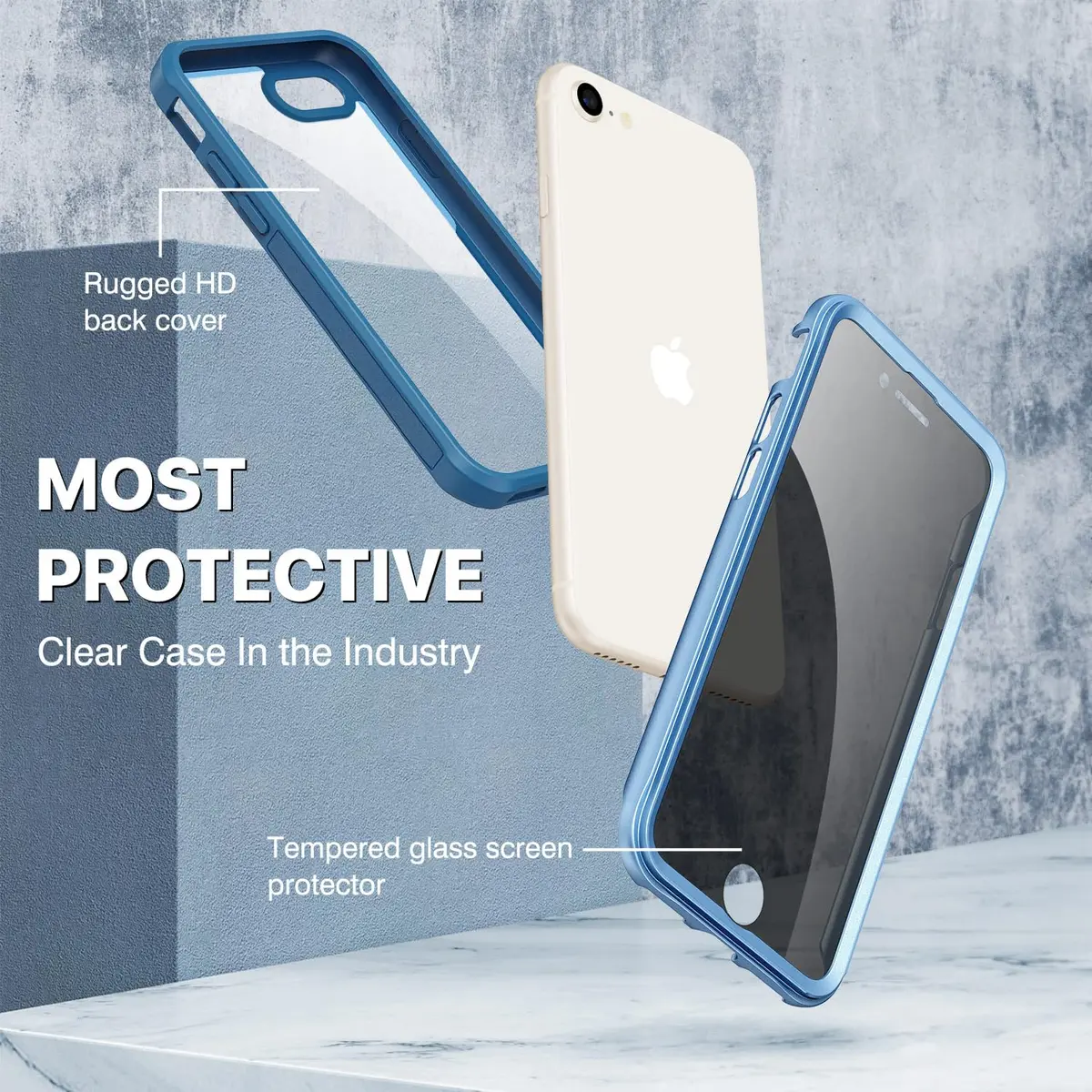 CENHUFO Privacy Case for iPhone SE 2022/2020, 8/7 | Full Body Shockproof with Built-in Privacy Screen Protector - view 3