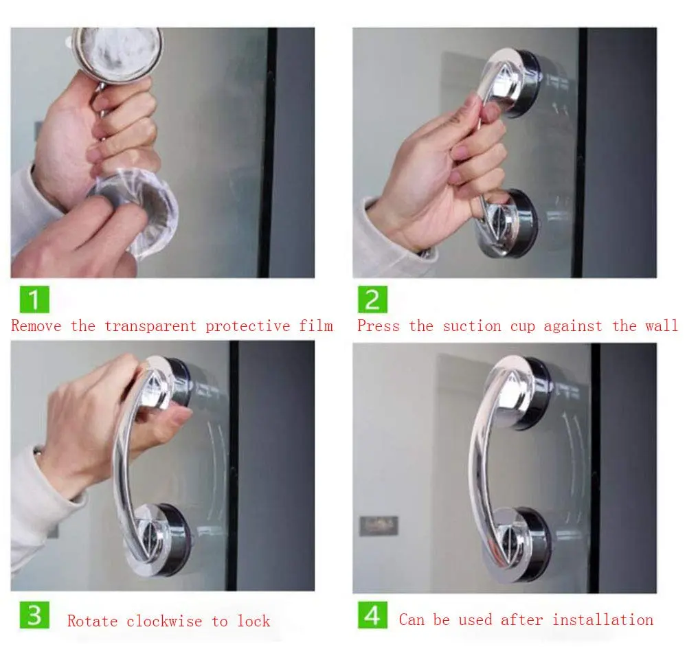 YIDELAI Suction Cup Door Handle for Glass Doors, Cabinets, and Sliding Doors | 19.4cm (7.6") Silver - view 5