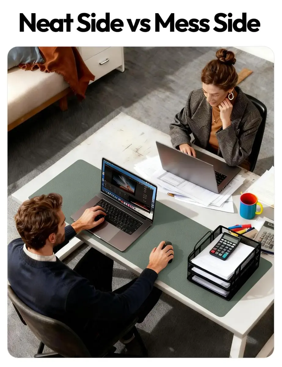 YSAGi Leather Desk Pad Protector 58cm x 35cm (23.6" x 13.8") | Protects Desks, Doubles as Large Mouse Pad - view 6