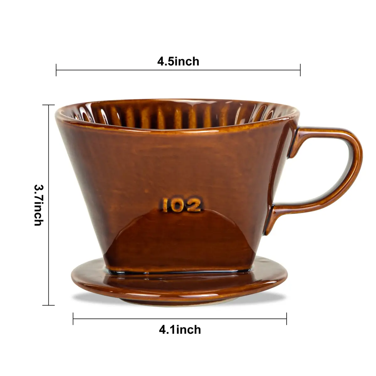 LHUKSGF Pour Over Ceramic Coffee Dripper Brown | Traditional Handcrafted Coffee Maker (70-120 chars) - view 6