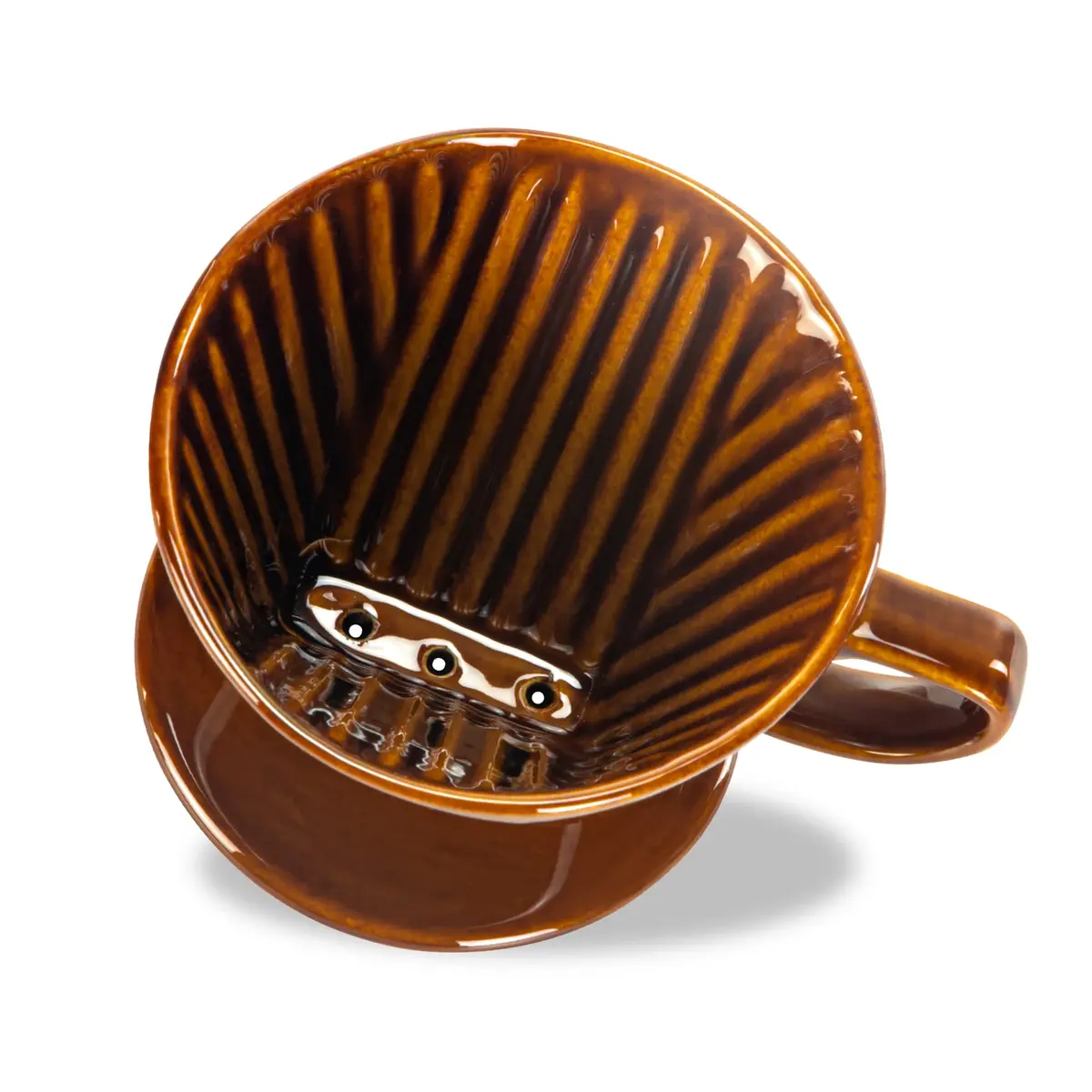 LHUKSGF Pour Over Ceramic Coffee Dripper Brown | Traditional Handcrafted Coffee Maker (70-120 chars) - view 3