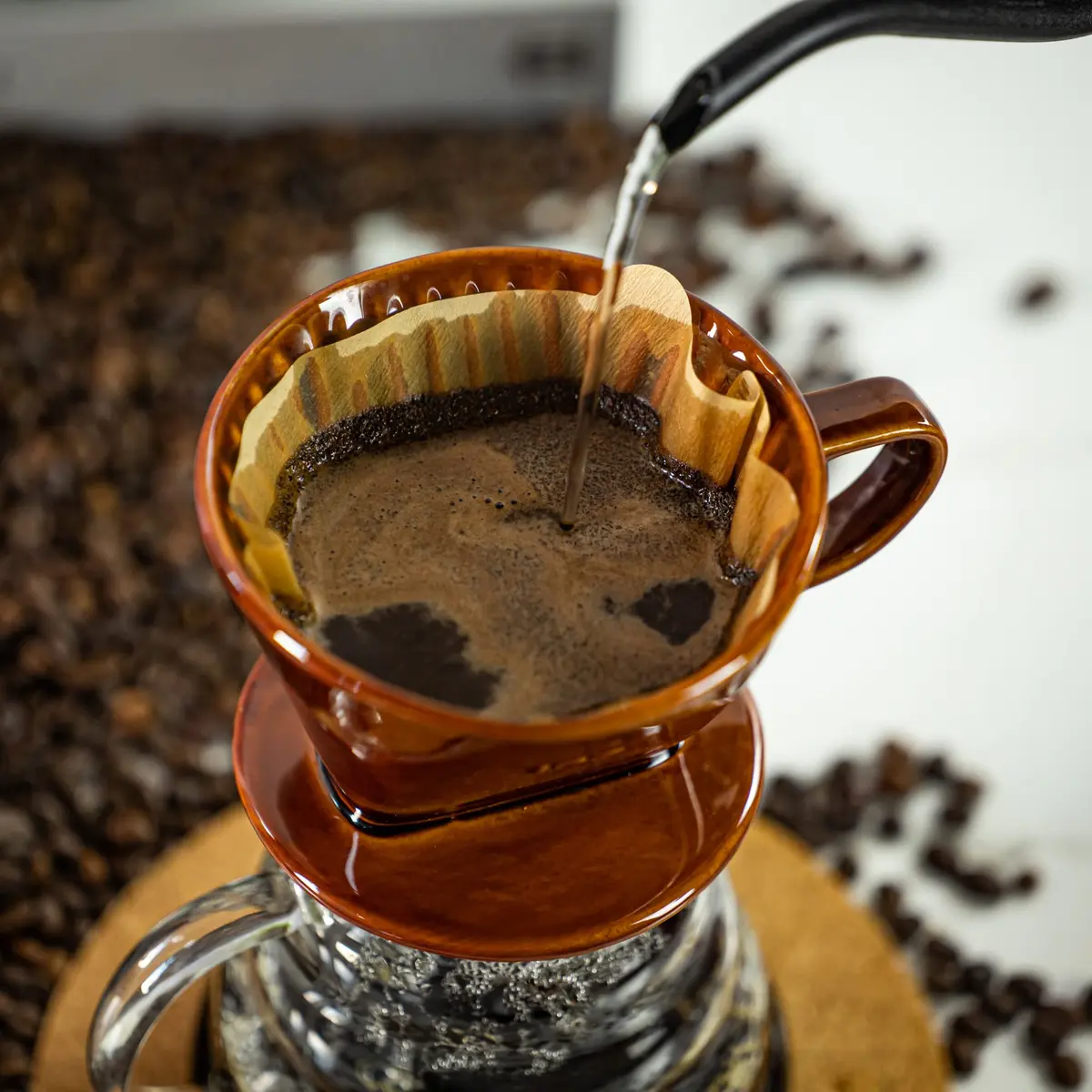 LHUKSGF Pour Over Ceramic Coffee Dripper Brown | Traditional Handcrafted Coffee Maker (70-120 chars) - view 4