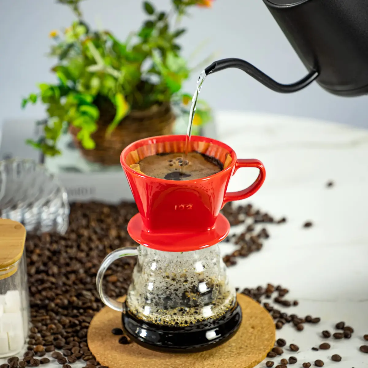 LHUKSGF Pour Over Ceramic Coffee Dripper 2 Cups | Traditional Handcrafted Brew - view 2