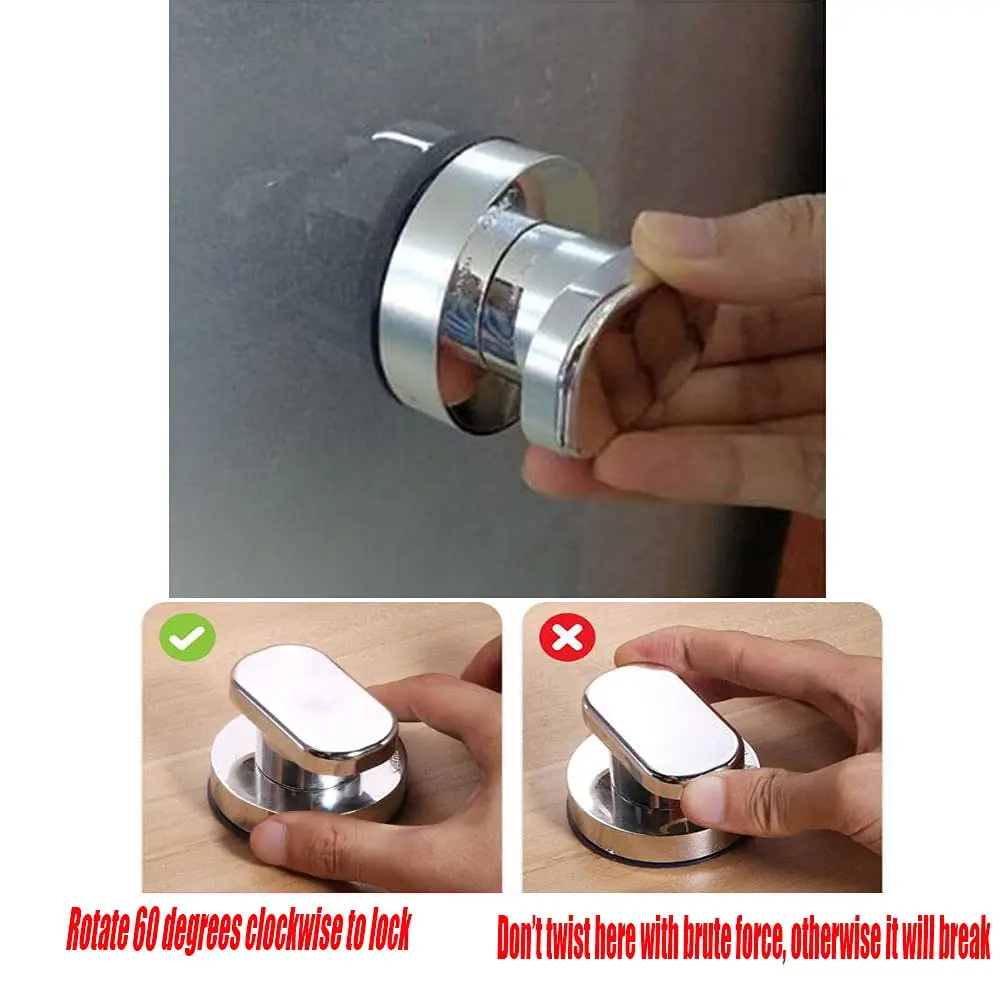YIDELAI Suction Cup Door Handle with Locking Mechanism for Glass Doors, Cabinets, and Sliding Doors | 19.4cm (7.6 inches) Silver - view 4