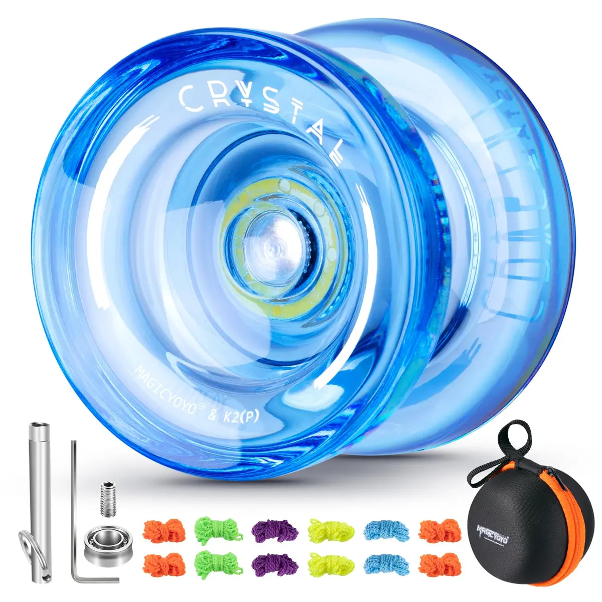 MAGICYOYO K2 Crystal Blue Responsive & Unresponsive Yoyo for Kids 8-12, 55.3mm Diameter | Dual Function Yoyo - main product image
