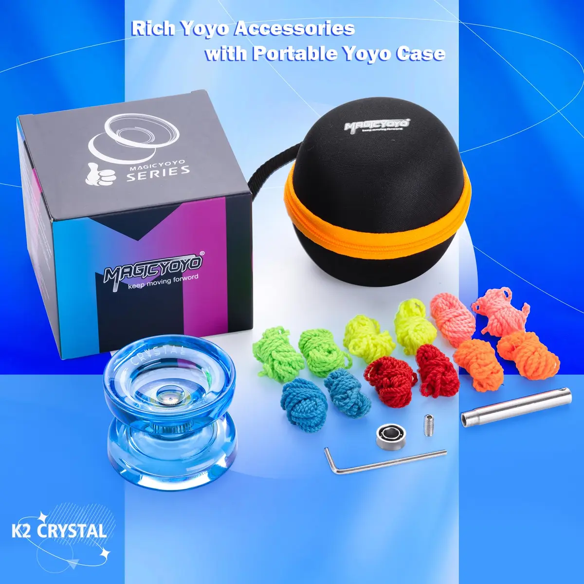 MAGICYOYO K2 Crystal Blue Responsive & Unresponsive Yoyo for Kids 8-12, 55.3mm Diameter | Dual Function Yoyo - view 6
