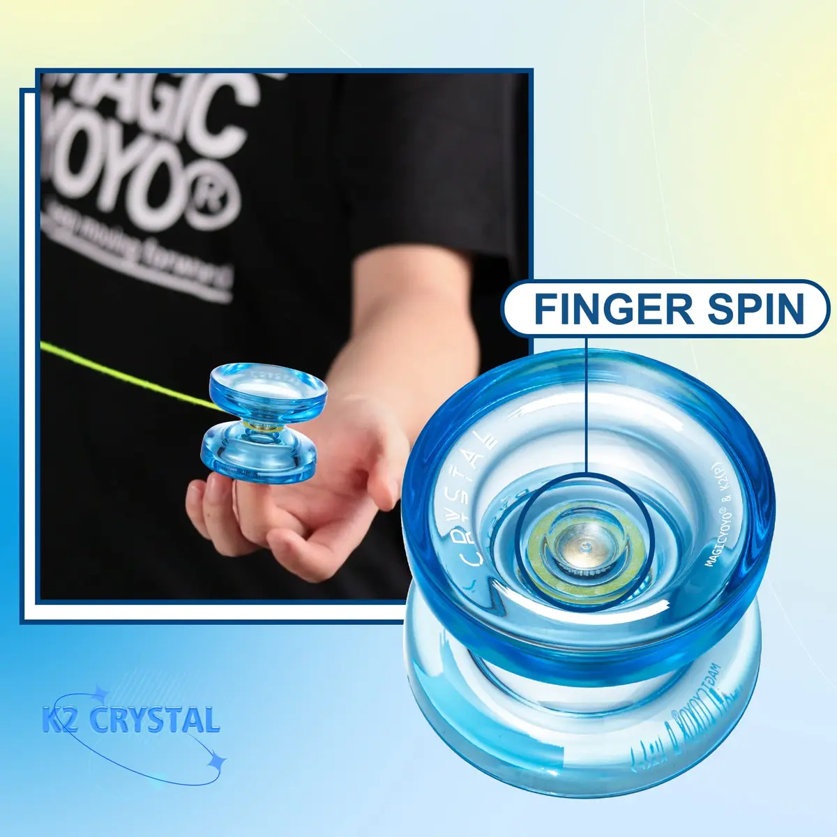 MAGICYOYO K2 Crystal Blue Responsive & Unresponsive Yoyo for Kids 8-12, 55.3mm Diameter | Dual Function Yoyo - view 7