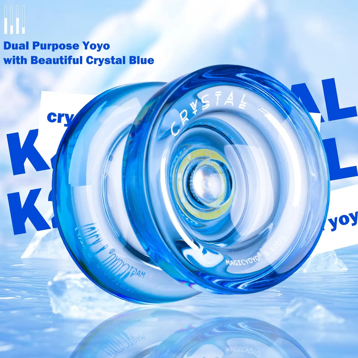 MAGICYOYO K2 Crystal Blue Responsive & Unresponsive Yoyo for Kids 8-12, 55.3mm Diameter | Dual Function Yoyo - view 8