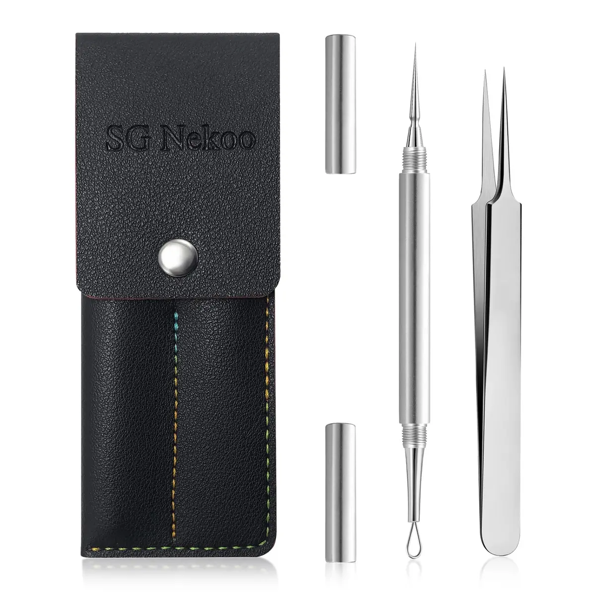 SG Nekoo Professional Milia Removal Tool Kit with Tweezers & Case | Stainless Silver - main product image