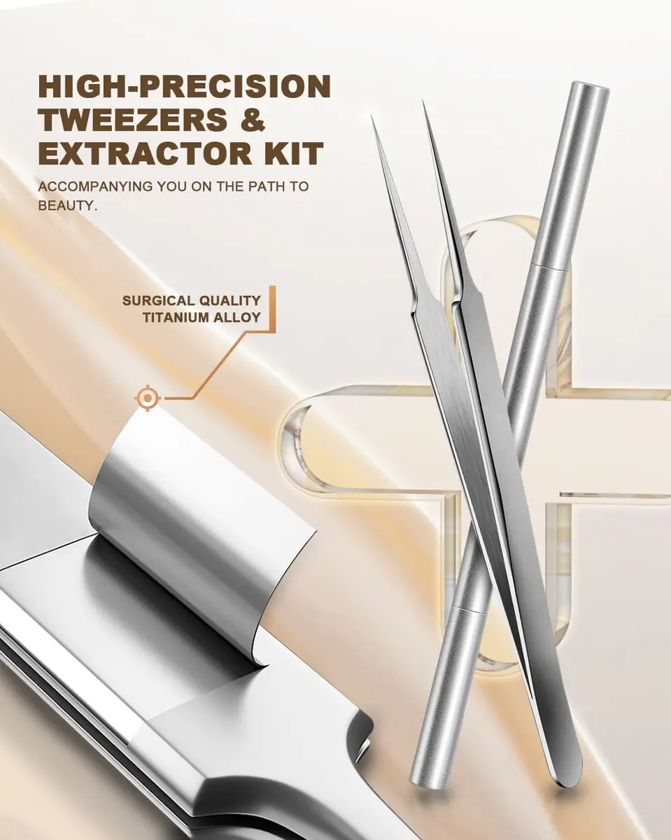 SG Nekoo Professional Milia Removal Tool Kit with Tweezers & Case | Stainless Silver - view 6