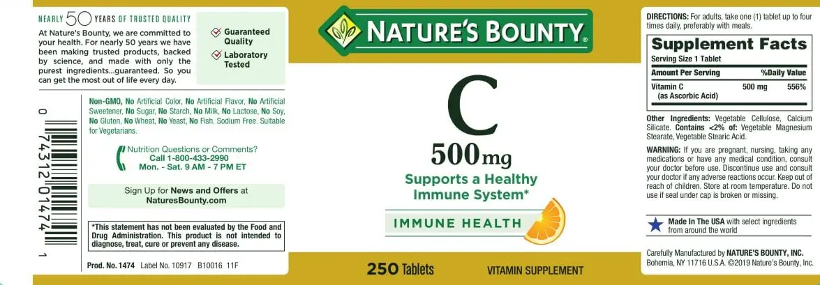 Nature's Bounty Pure Vitamin C 500 mg Tablets 1500 Count (Pack of 6) | Immune Support with Antioxidant Power - view 5