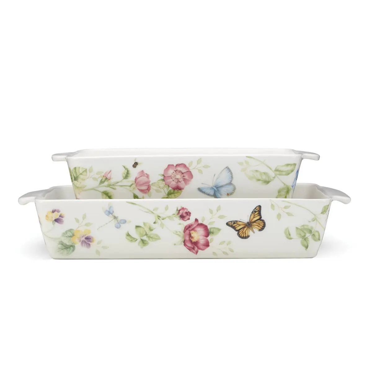Lenox Butterfly Meadow Rectangular Baking Dish 2-Piece Set | Porcelain Oven-Safe Bakeware (9.7 inch, 80 oz capacity) - main product image