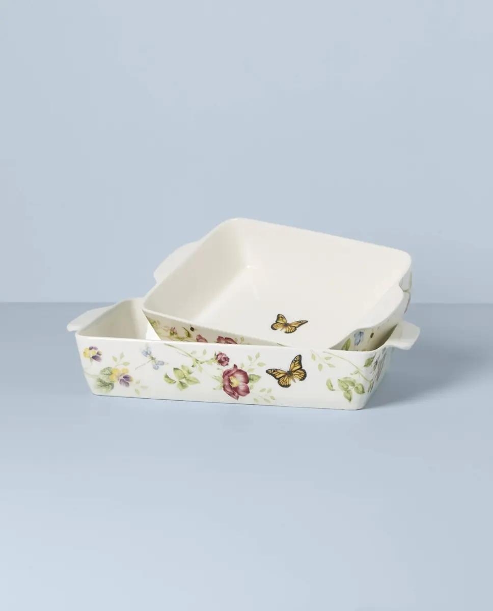 Lenox Butterfly Meadow Rectangular Baking Dish 2-Piece Set | Porcelain Oven-Safe Bakeware (9.7 inch, 80 oz capacity) - view 3