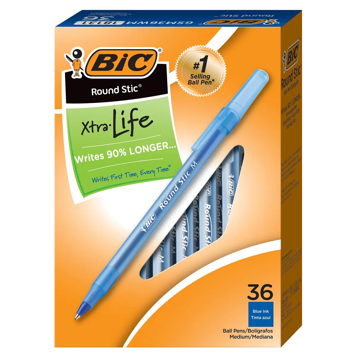 BIC Round Stic Xtra Life Ballpoint Pen, Medium Point (1.0mm), Blue, 1728 Count | Bulk Pack Writing Instrument - main product image