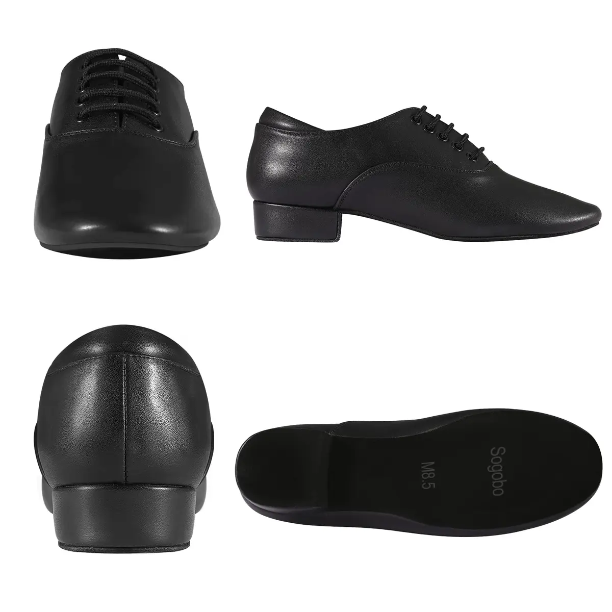 Sogebo Black Ballroom Dance Shoes Leather Character Shoes for Men 12 M US | Latin Tango Salsa - view 5