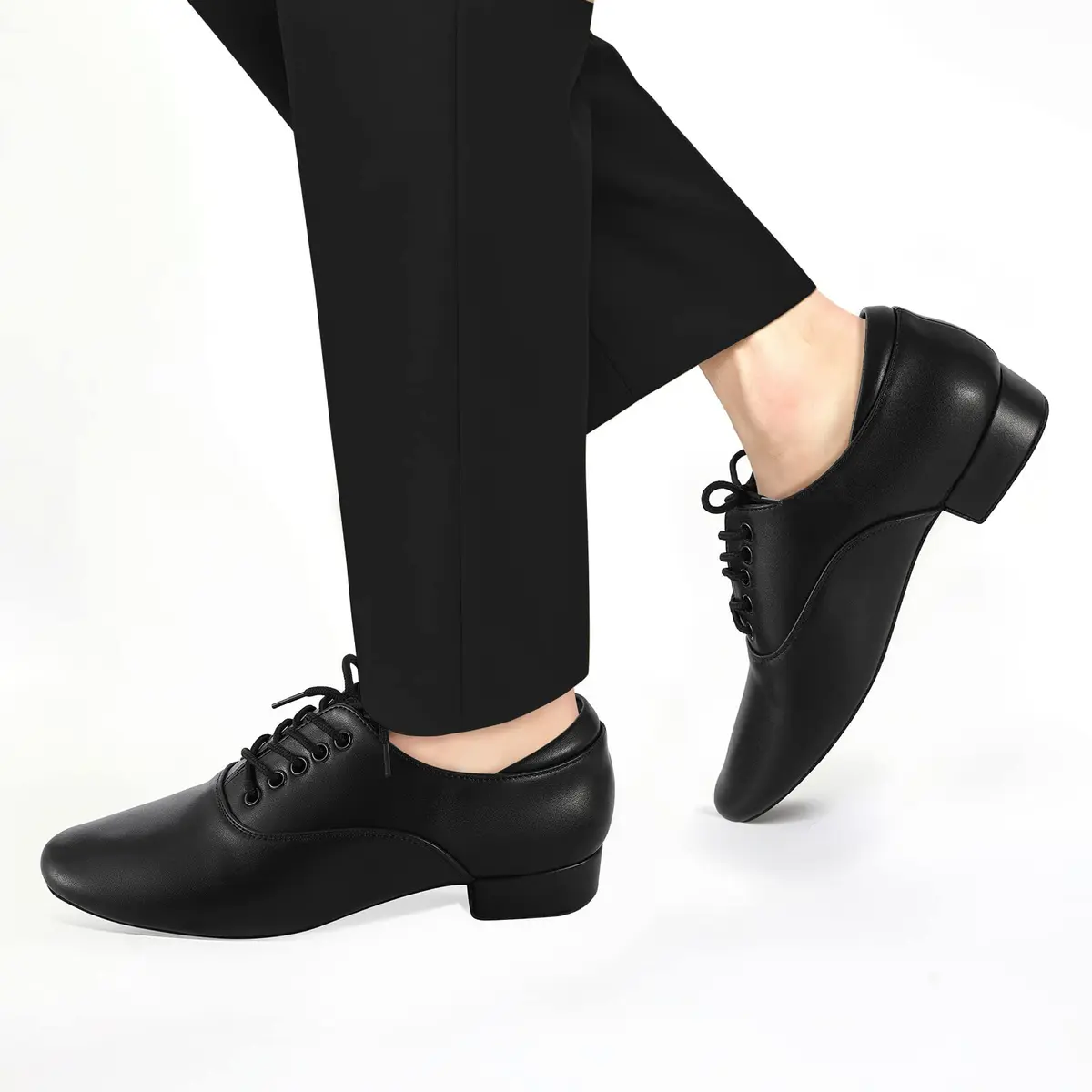 Sogebo Black Ballroom Dance Shoes Leather Character Shoes for Men 12 M US | Latin Tango Salsa - view 2