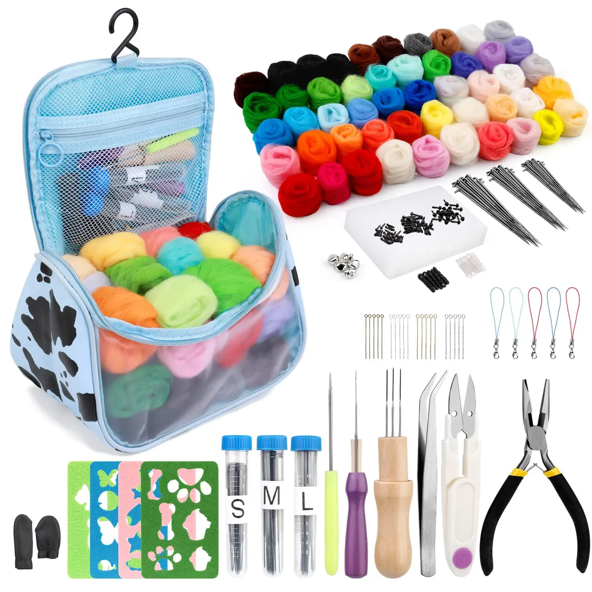 JUPEAN Needle Felting Kit for Beginners 50 Colors | Complete Wool Felting Set with Needles & Tools - view 8