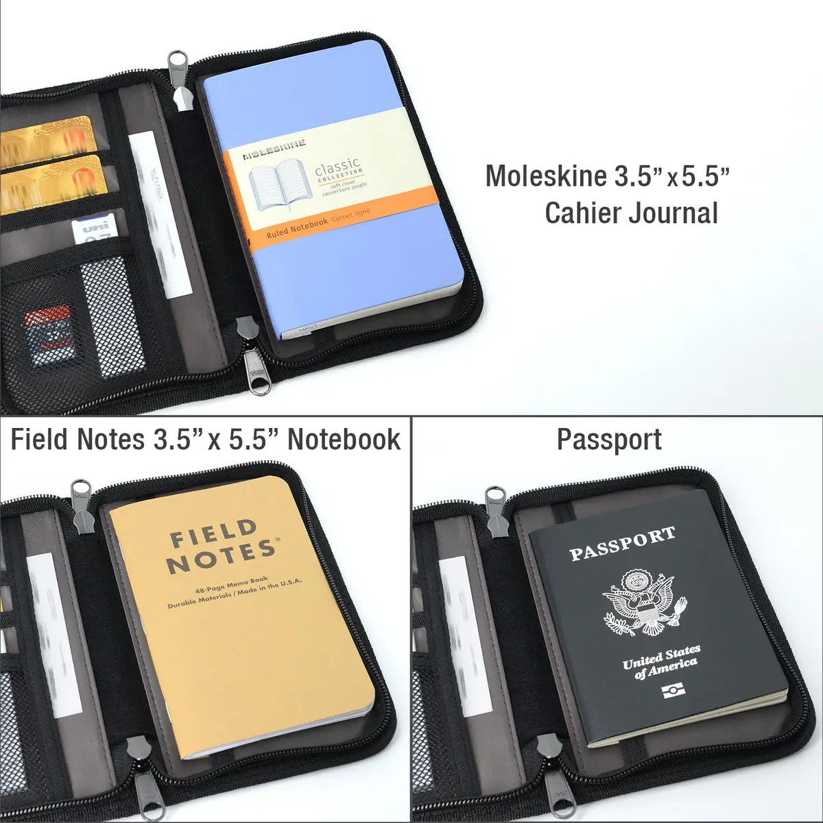 Krozur Field Notes Cover with YKK Zipper 3.5 x 5.5 Pocket Journal Cover Water Resistant - view 6