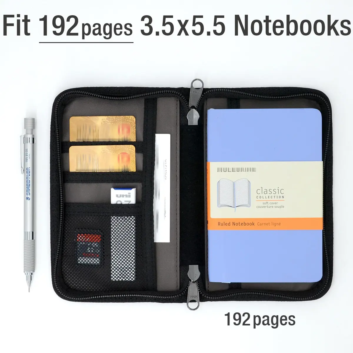 Krozur Field Notes Cover with YKK Zipper 3.5 x 5.5 Pocket Journal Cover Water Resistant - view 3