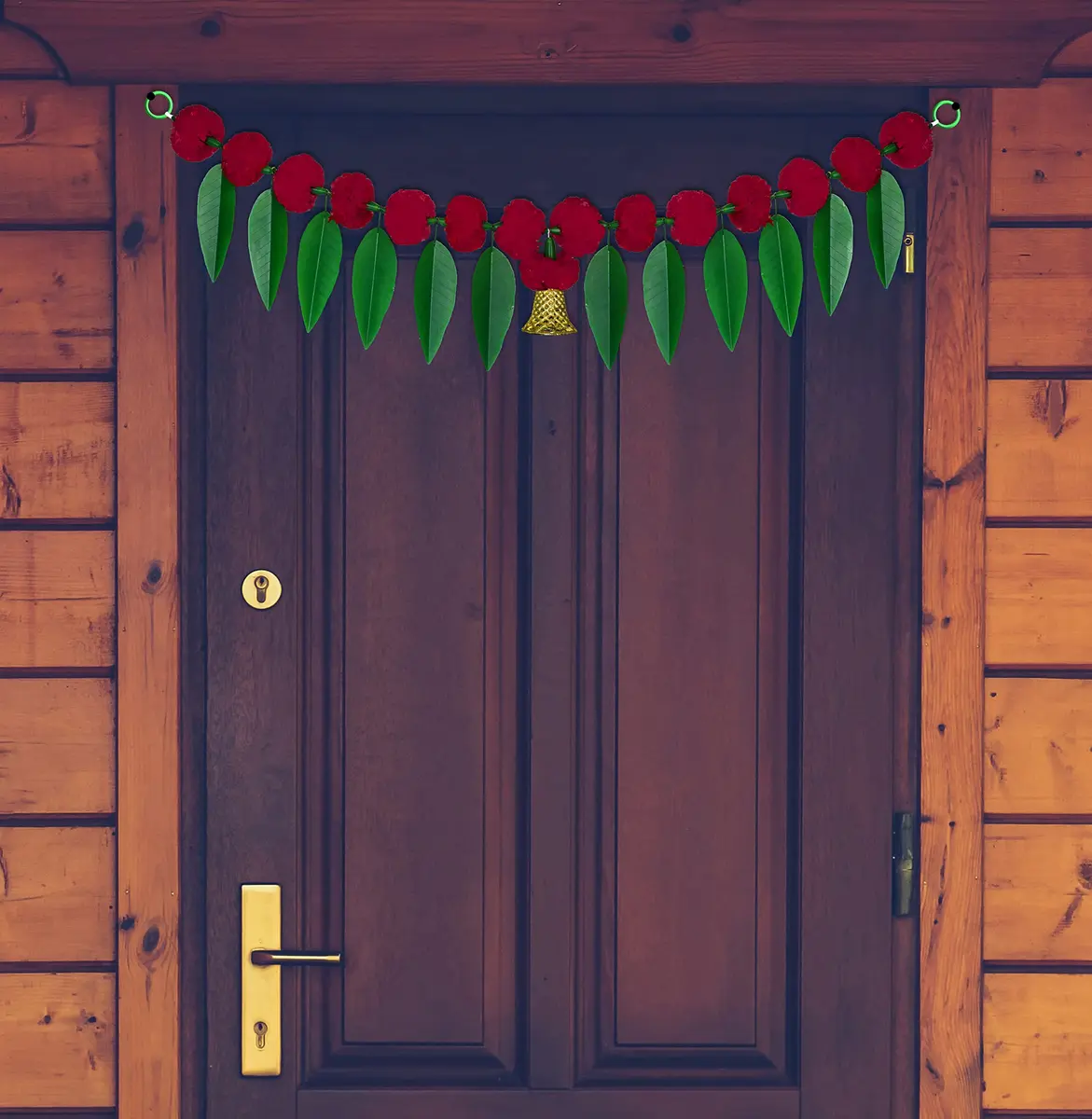 iHandikart Artificial Marigold Flowers with Mango Leaf Door Hanging Bandanwar 91cm (38x8 Inch) Pack of 8 | Traditional Indian Festival Decor - view 2
