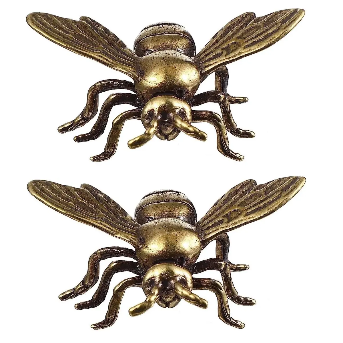 SENTOP Brass Bee Miniature Figurine 2PCS | Retro Animal Insect Home Decor Accent - main product image