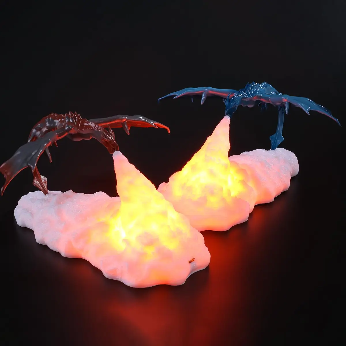 HGomx Fire Dragon Lamp Light 3D Night Light USB Rechargeable | Realistic Dragon Design, Multicolor, 2pcs - main product image