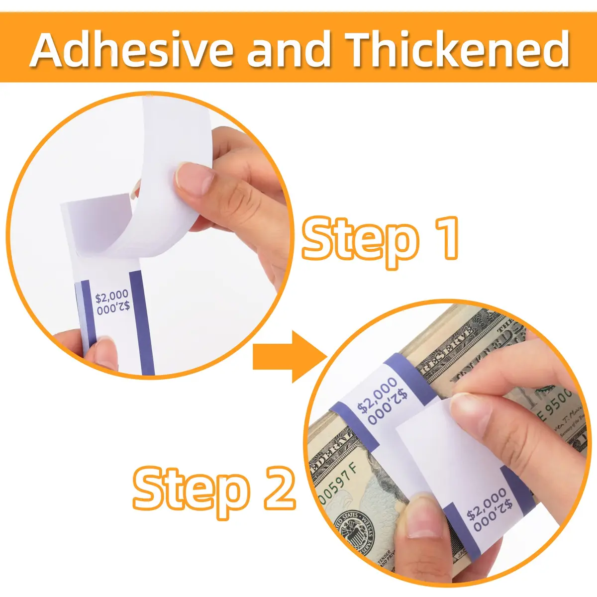 PONNOR 550 Pack Currency Bands for Cash | Self-Adhesive Money Wrappers for Bills, 11 Colors, 7.6 x 1.15 inches - view 5