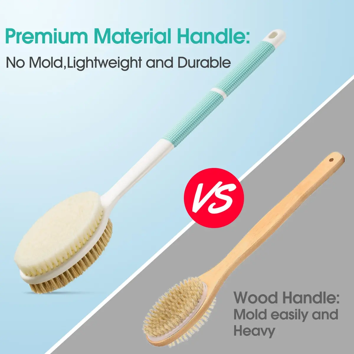 Backski Back Scrubber Long Handle 43.5cm (17.12 Inch) | Non-Slip Grip for Shower & Dry Brushing - view 4