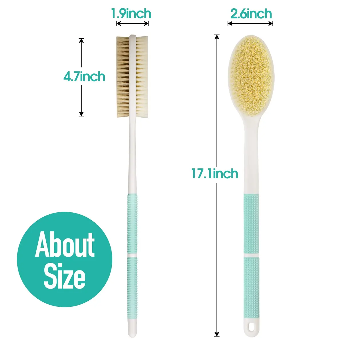 Backski Back Scrubber Long Handle 43.5cm (17.12 Inch) | Non-Slip Grip for Shower & Dry Brushing - view 5