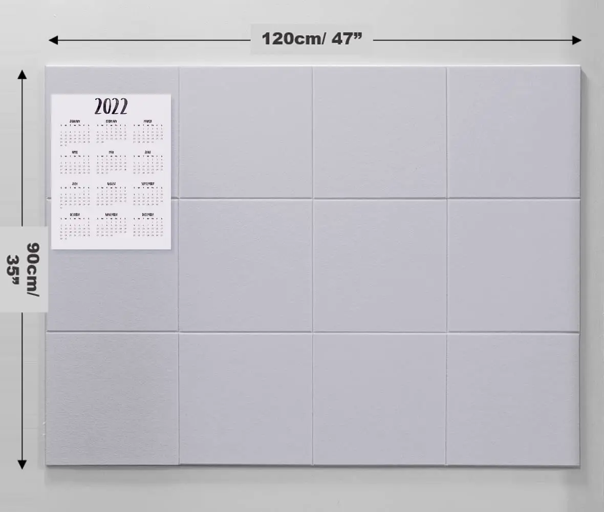 DECORITA Felt Wall Tiles | Large Cork Board Alternative | 12-Pack Gray White - view 2