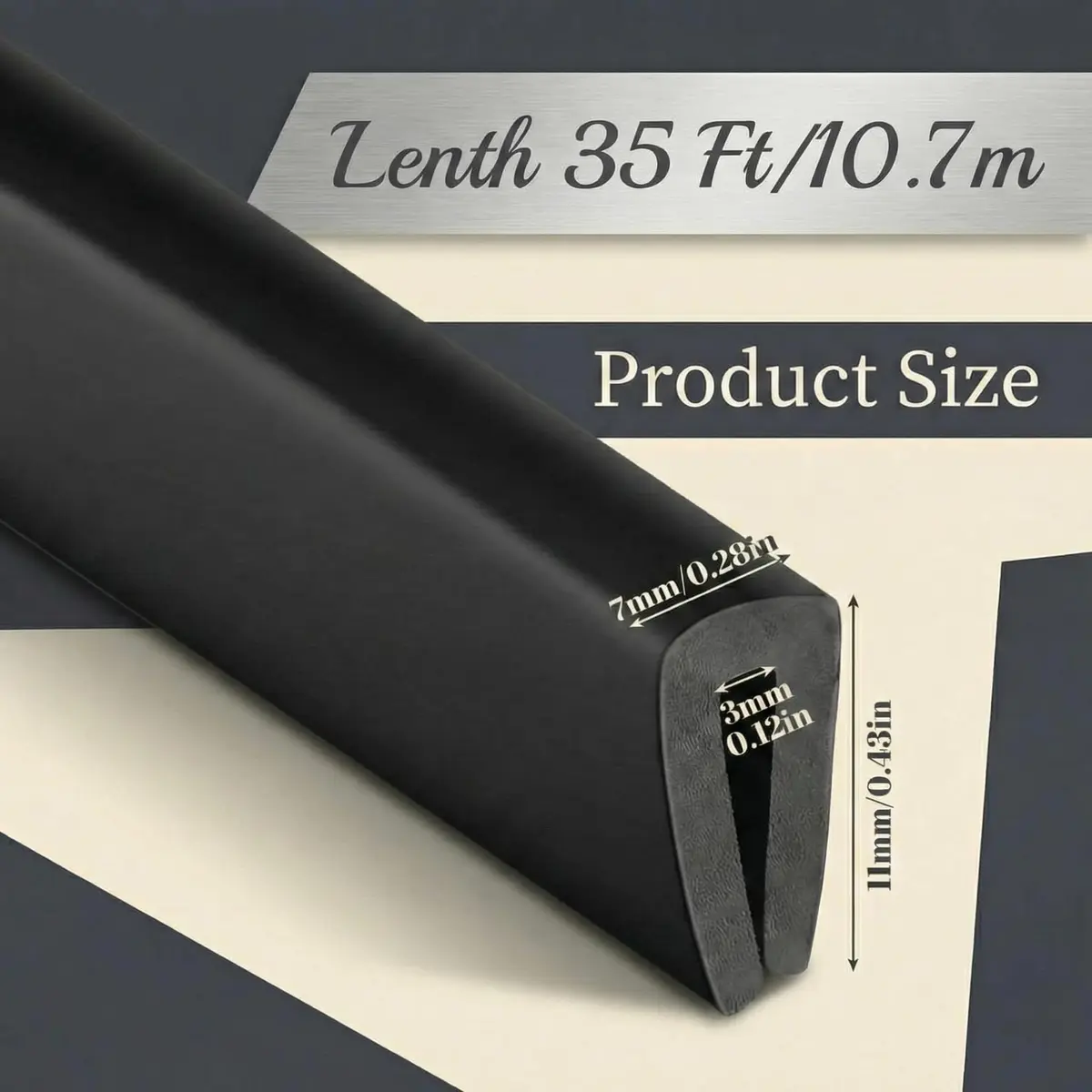 Kingdder 1/8" U Channel Rubber Edge Trim 35 Feet | Durable, Flexible, Water-Resistant - view 2