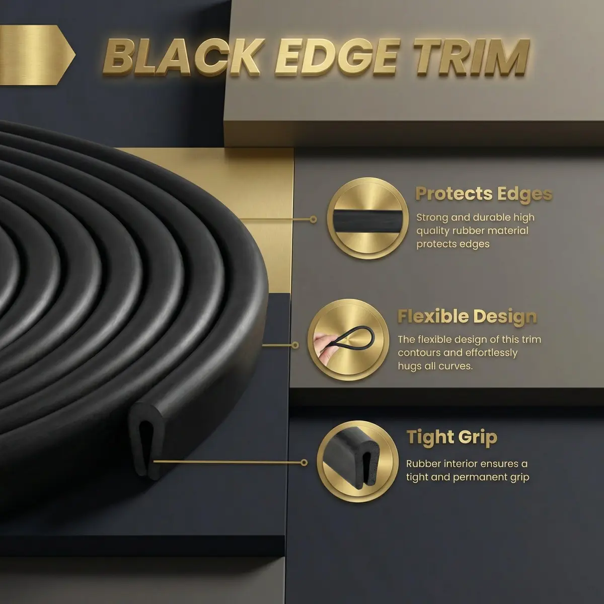 Kingdder 1/8" U Channel Rubber Edge Trim 35 Feet | Durable, Flexible, Water-Resistant - view 4