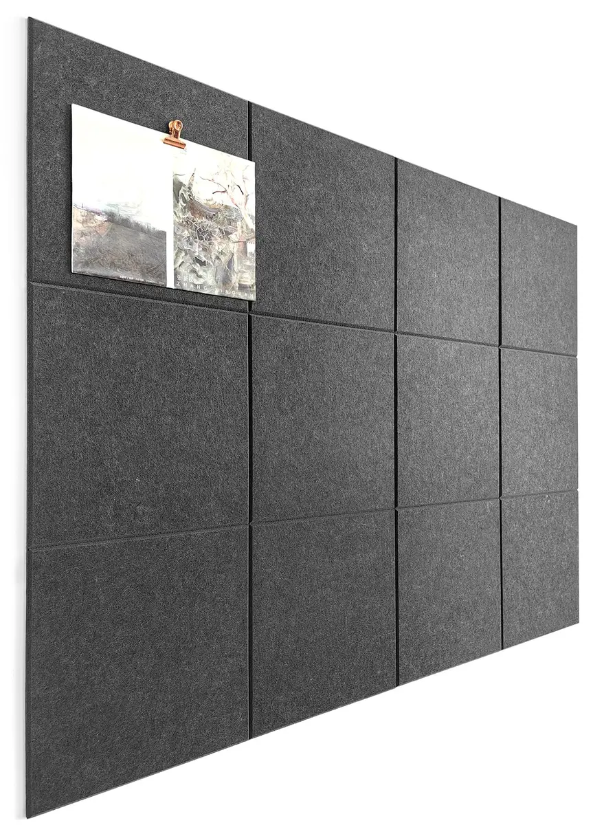 DECORITA Gray Felt Tiles Bulletin Board 12-Pack (11.8"x11.8" Each) | Customizable Wall Organizer for Office & Home - main product image