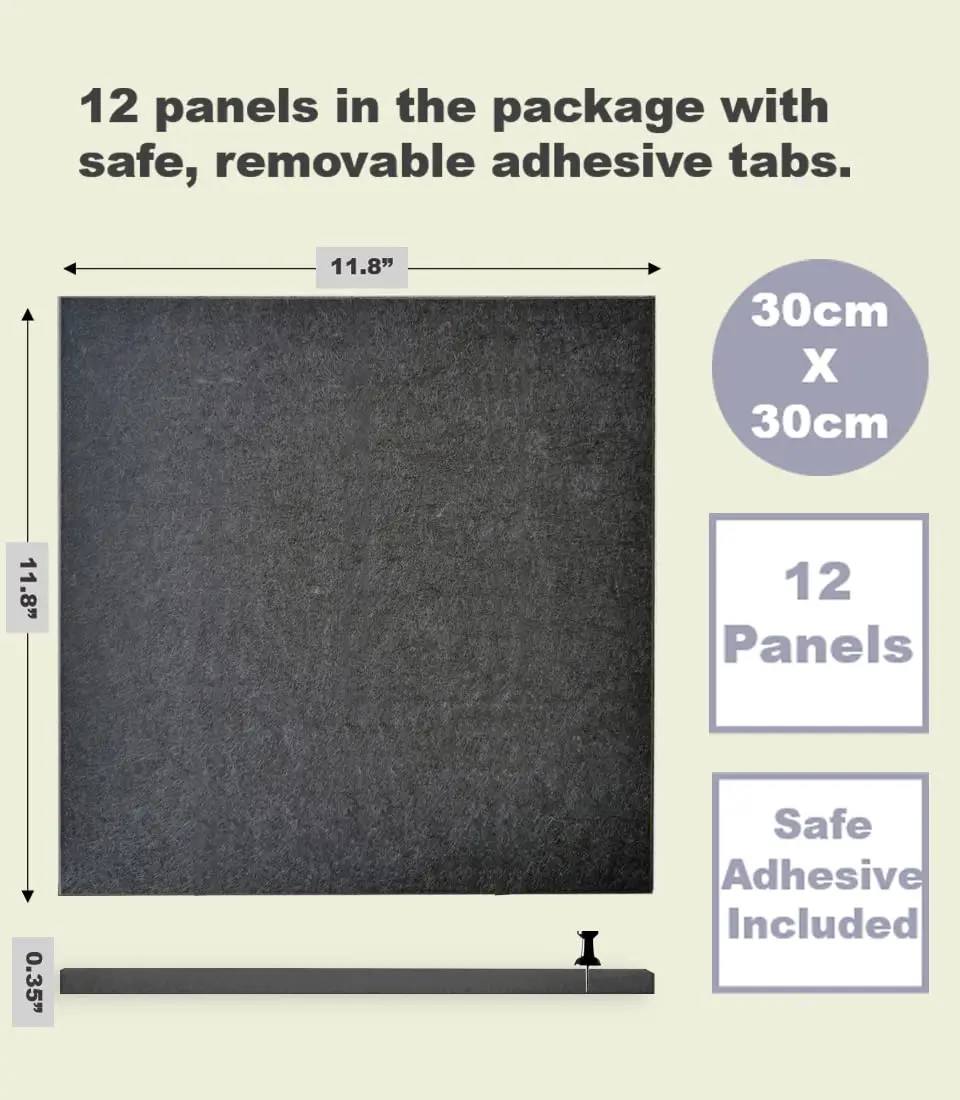 DECORITA Gray Felt Tiles Bulletin Board 12-Pack (11.8"x11.8" Each) | Customizable Wall Organizer for Office & Home - view 7