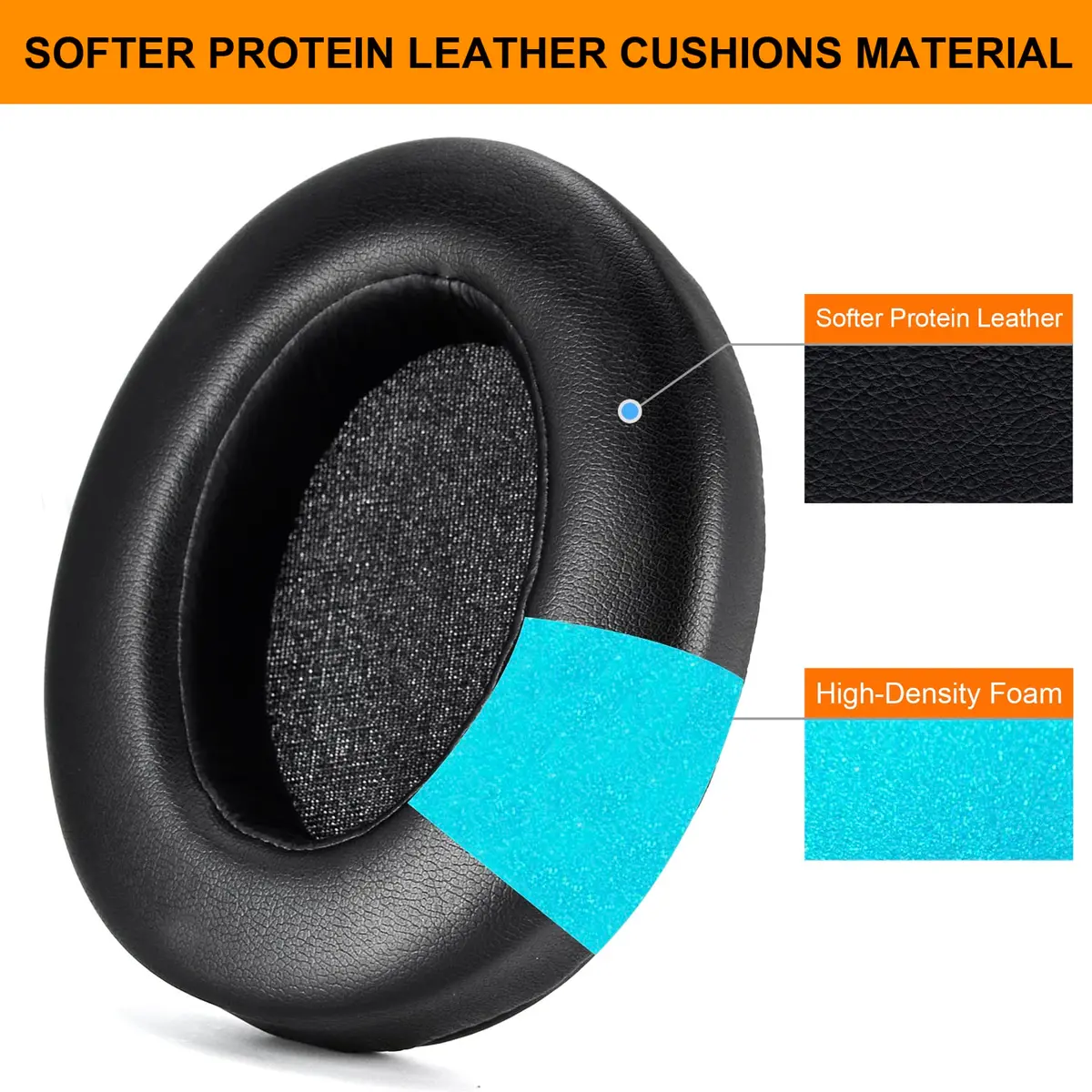 Defean Black Earpads for Sony WH-XB910 XB910N | Replacement Headphone Cushions - view 5