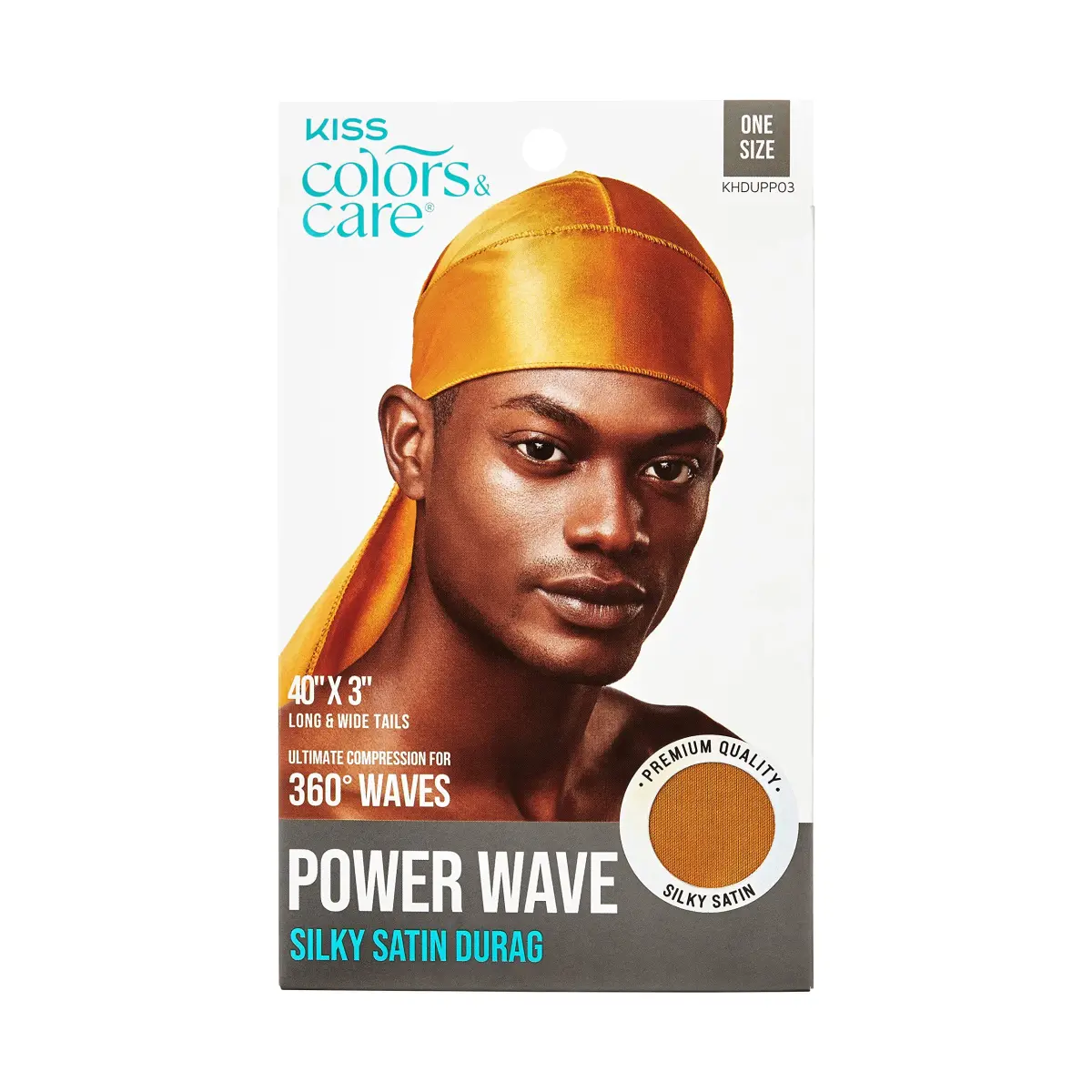 KISS COLORS & CARE Power Wave Silky Satin Durag Black | Breathable Premium Fabric - main product image