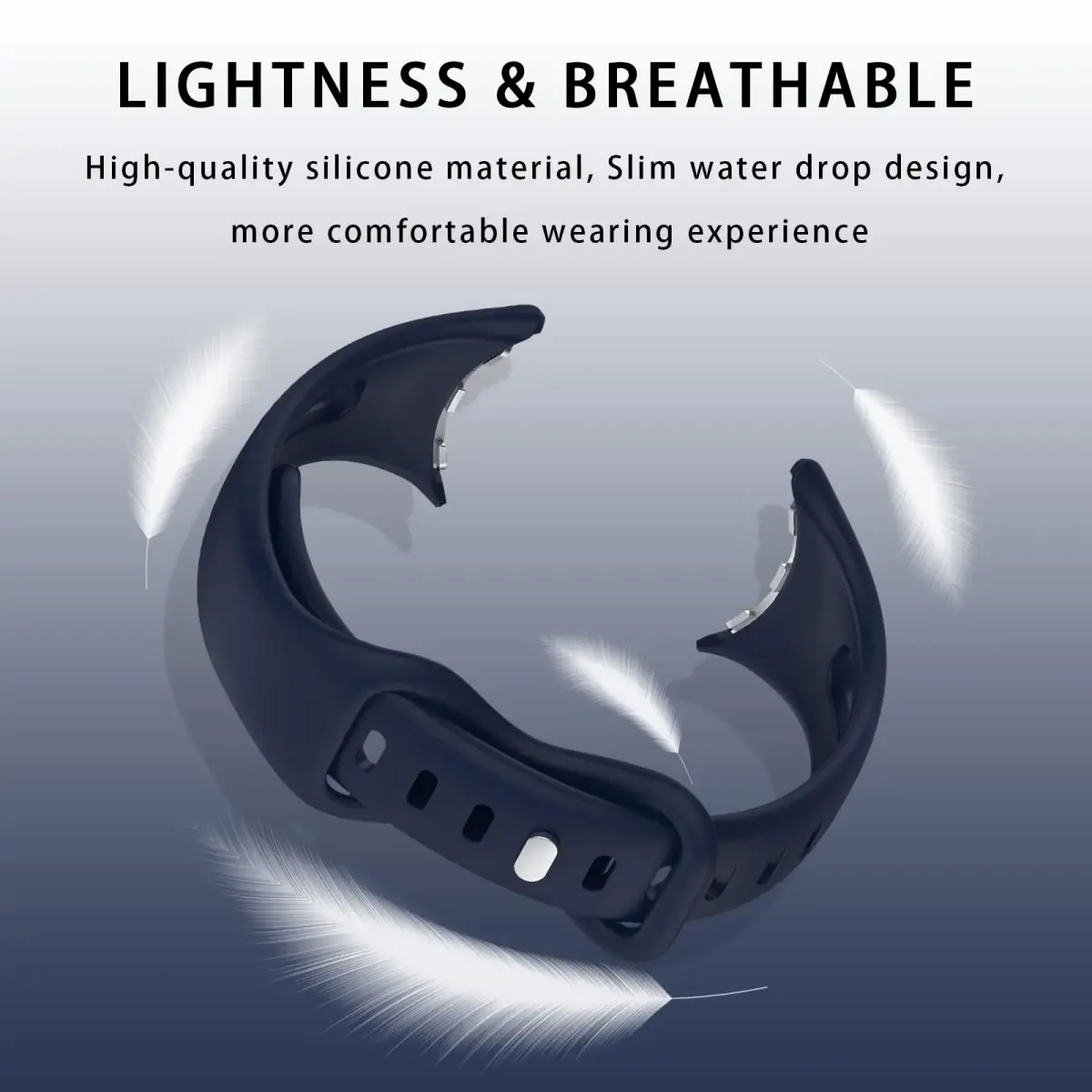 Eiavike Slim Silicone Sport Band for Google Pixel Watch 4/3/2/1 (41mm) Midnight Blue | Adjustable & Breathable Wristband - view 4