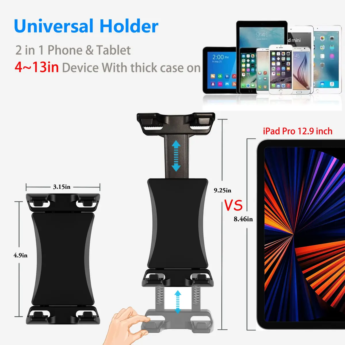 Peastrex Portable Electronic Device Mount for Exercise Bikes | Durable Nylon & Glass Fiber, 4-13" Compatibility, 220g - view 7