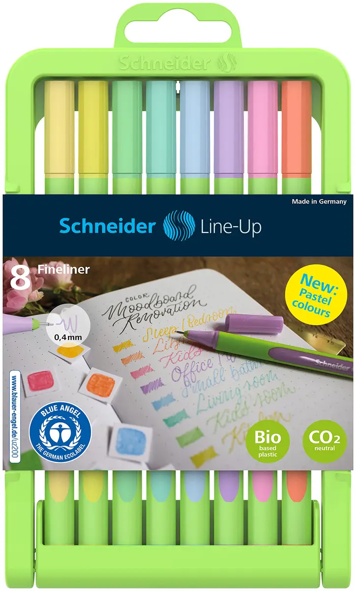 Schneider Line-Up Pastel Fineliner 0.4 mm Fiber Tip | Eco-Friendly, Assorted Pastel Colors - main product image