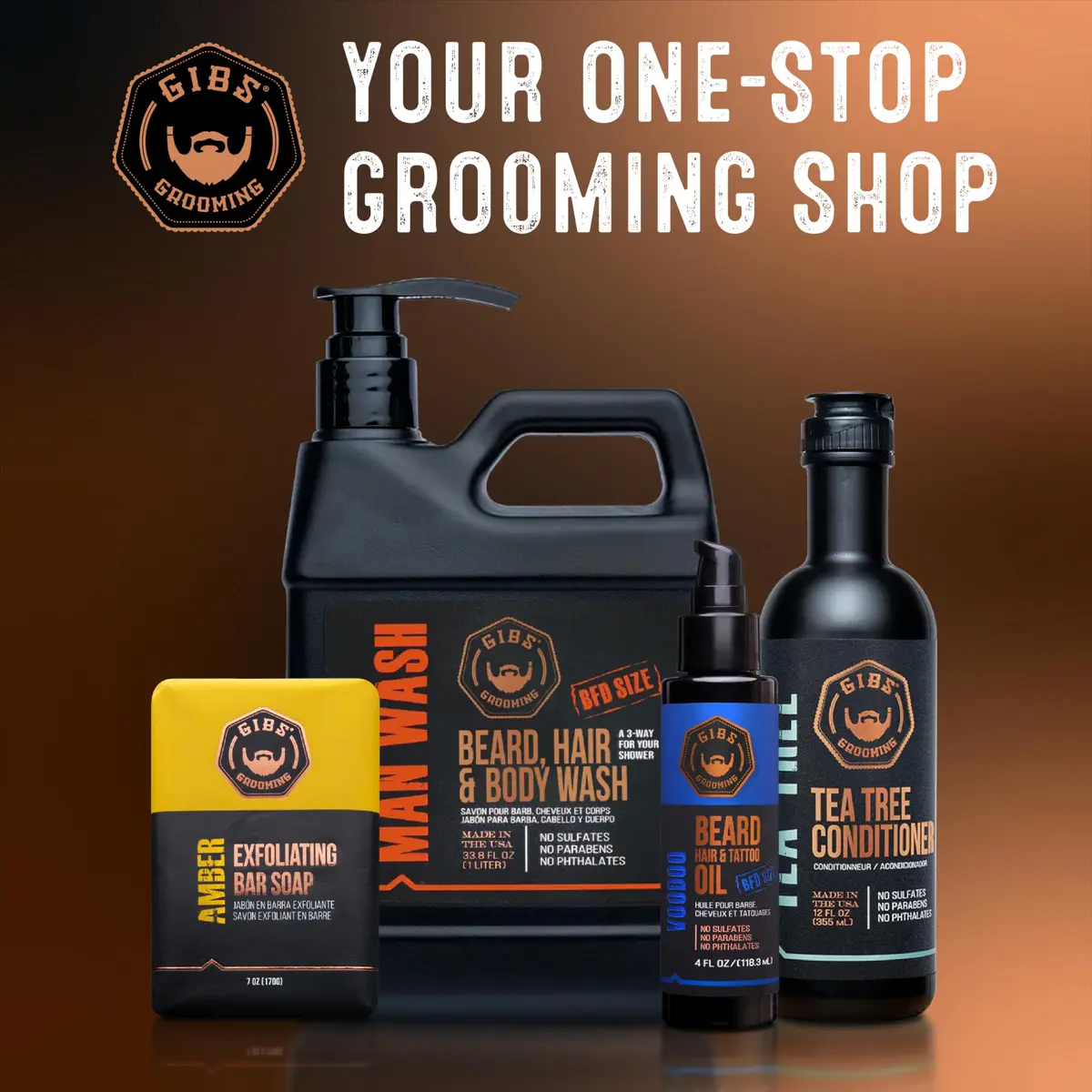 GIBS 3 in 1 Man Wash Body Wash 3.25oz | Beard, Hair & Body Moisturizing & Cleansing - view 6